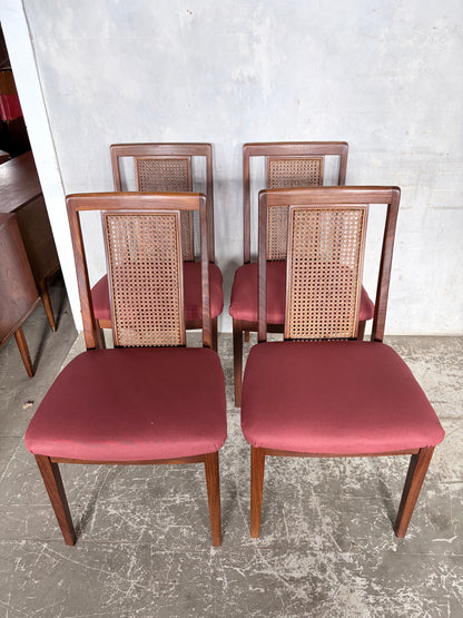 G Plan Afromosia Teak & Cane Dining Chairs – Set of Four