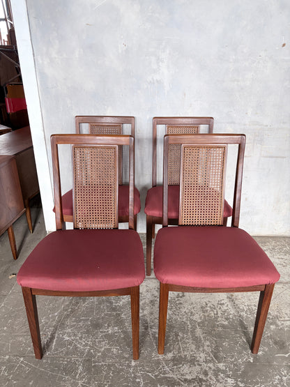 G Plan Afromosia Teak & Cane Dining Chairs – Set of Four