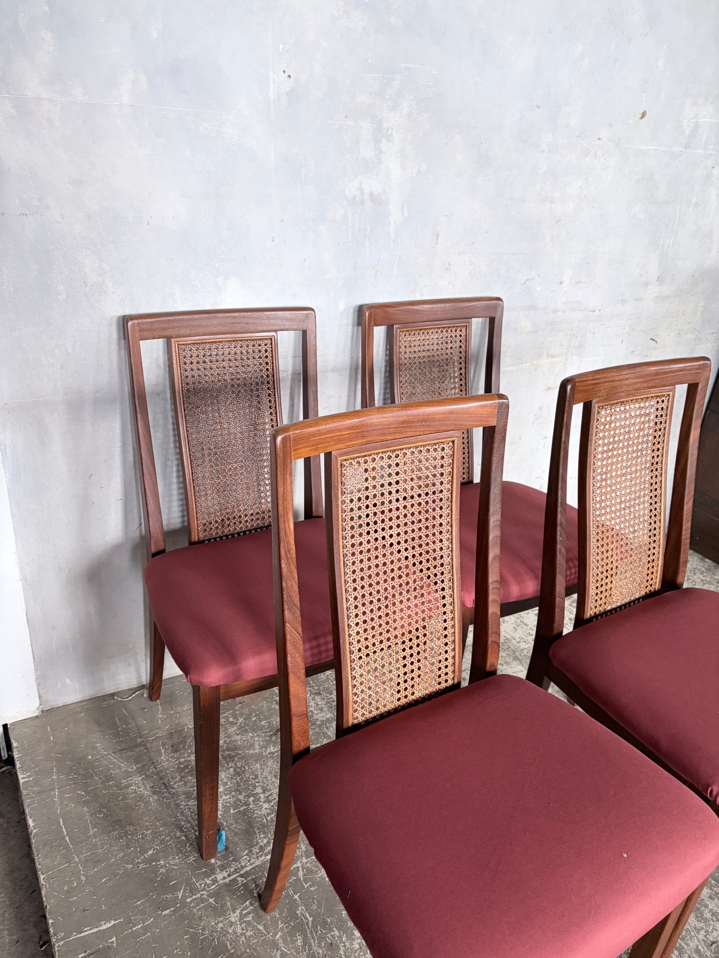 G Plan Afromosia Teak & Cane Dining Chairs – Set of Four