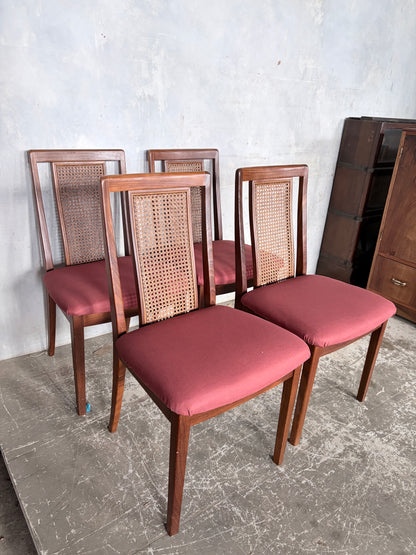 G Plan Afromosia Teak & Cane Dining Chairs – Set of Four