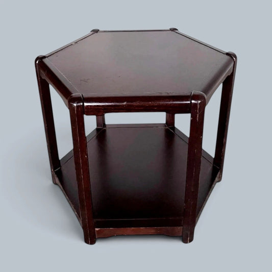 Danish hexagonal two-tier coffee table – main view