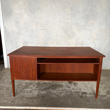 Rear view of large 1960s teak freestanding writing desk