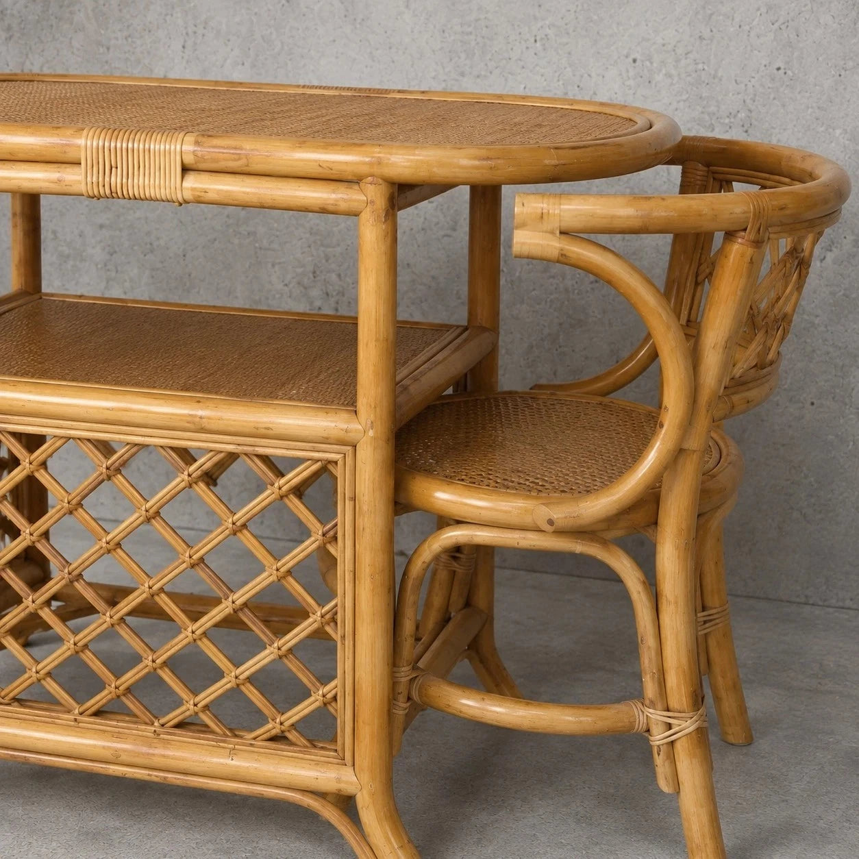 Mid Century Bamboo & Rattan Breakfast Dining Set, c.1960s–70s – view 1