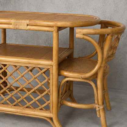 Mid Century Bamboo & Rattan Breakfast Dining Set, c.1960s–70s – view 1