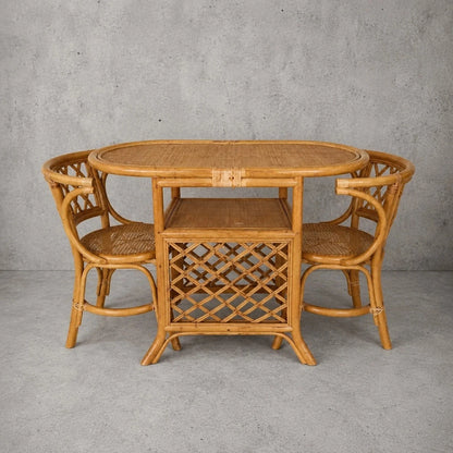 Mid Century Bamboo & Rattan Breakfast Dining Set, c.1960s–70s – view 2