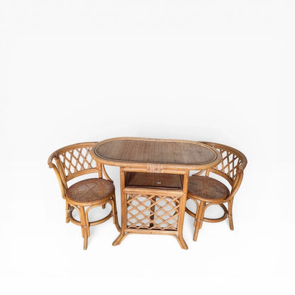 Mid Century Bamboo & Rattan Breakfast Dining Set, c.1960s–70s – view 3