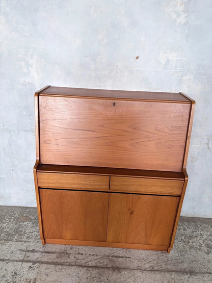 Mid Century Remploy Teak Bureau Desk – Compact Drop Front Writing Bureau Cabinet – image 3