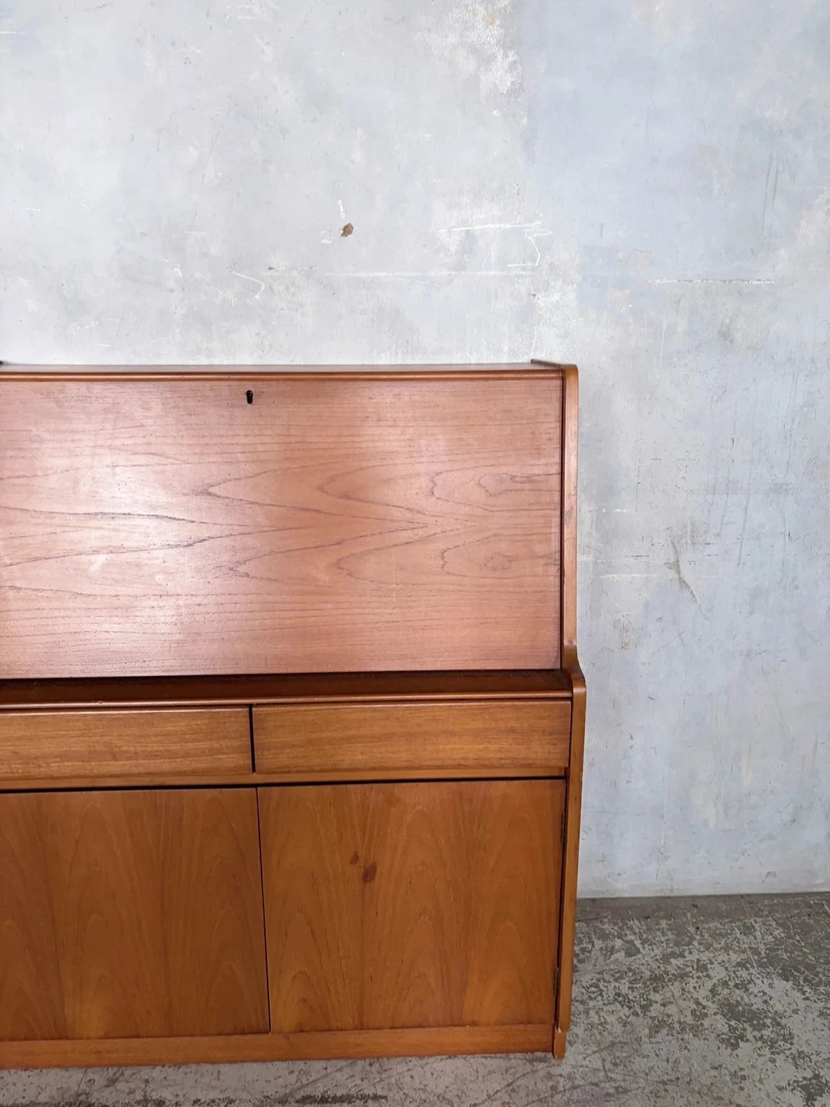 Mid Century Remploy Teak Bureau Desk – Compact Drop Front Writing Bureau Cabinet – image 4