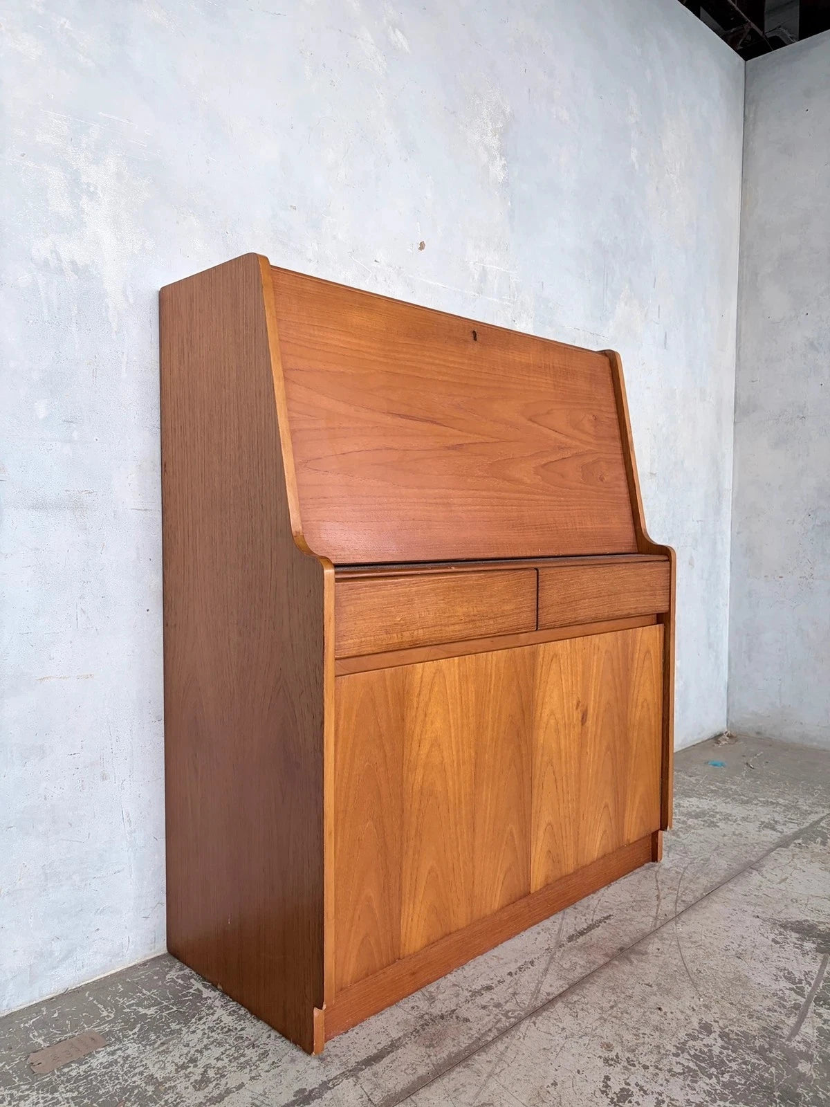 Mid Century Remploy Teak Bureau Desk – Compact Drop Front Writing Bureau Cabinet – image 5