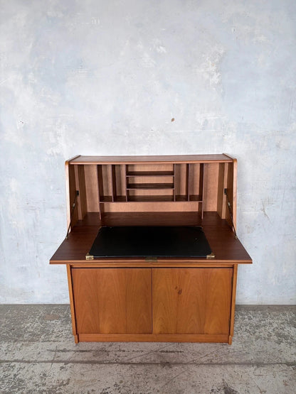 Mid Century Remploy Teak Bureau Desk – Compact Drop Front Writing Bureau Cabinet – image 6