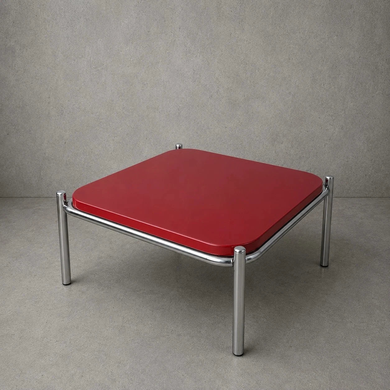 Vintage Habitat Red & Chrome Square Coffee Table - image 1
