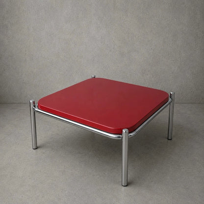 Vintage Habitat Red & Chrome Square Coffee Table - image 1