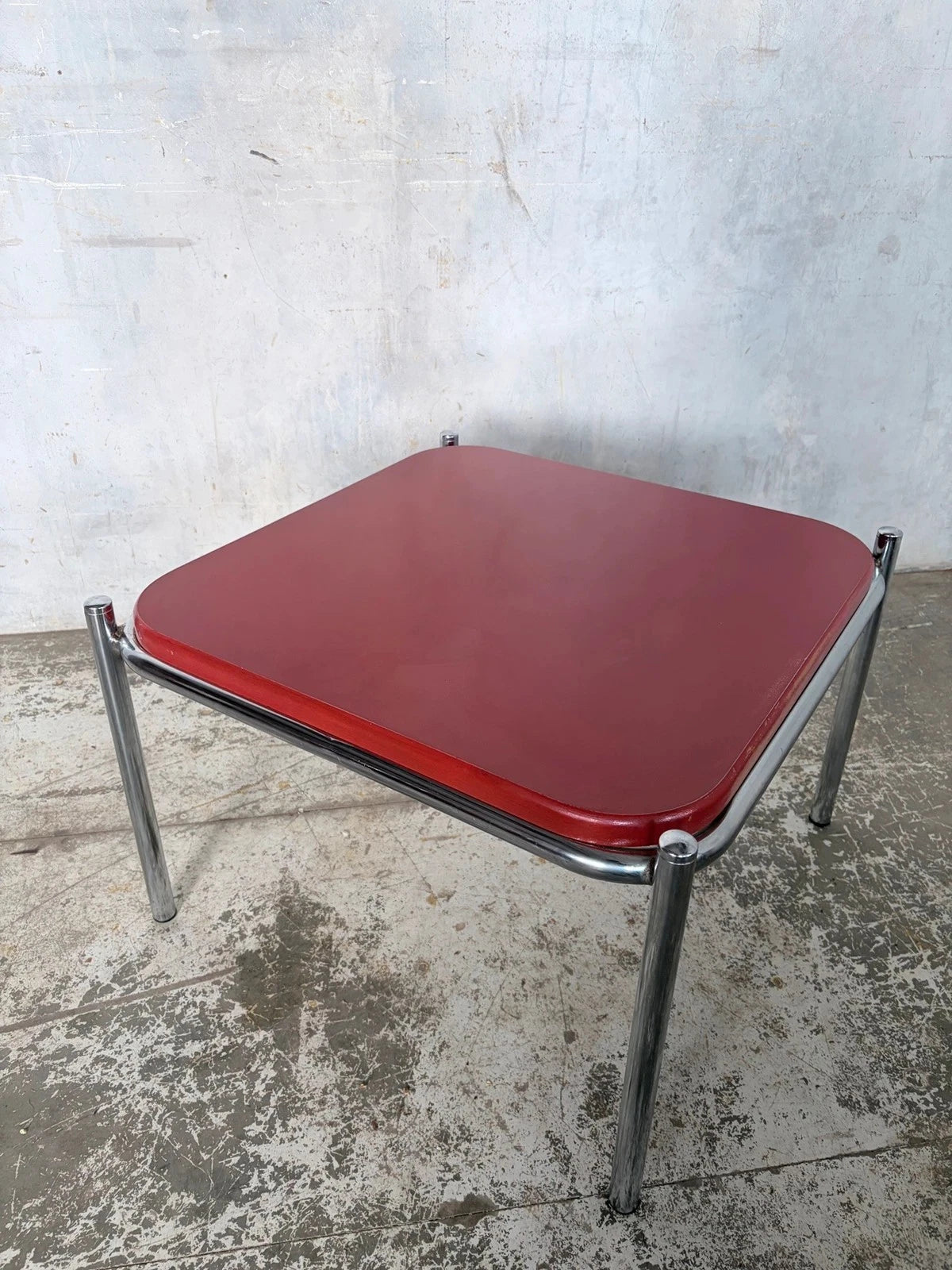 Vintage Habitat Red & Chrome Square Coffee Table - image 2