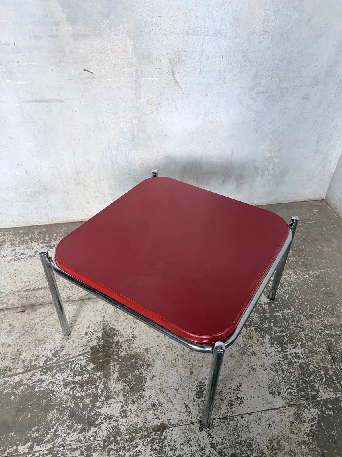 Vintage Habitat Red & Chrome Square Coffee Table - image 3