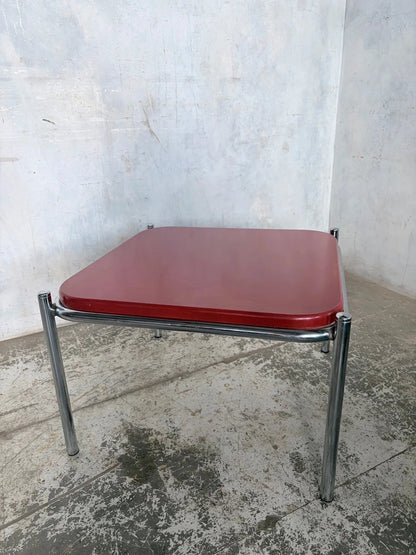 Vintage Habitat Red & Chrome Square Coffee Table - image 4