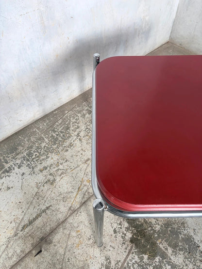 Vintage Habitat Red & Chrome Square Coffee Table - image 5
