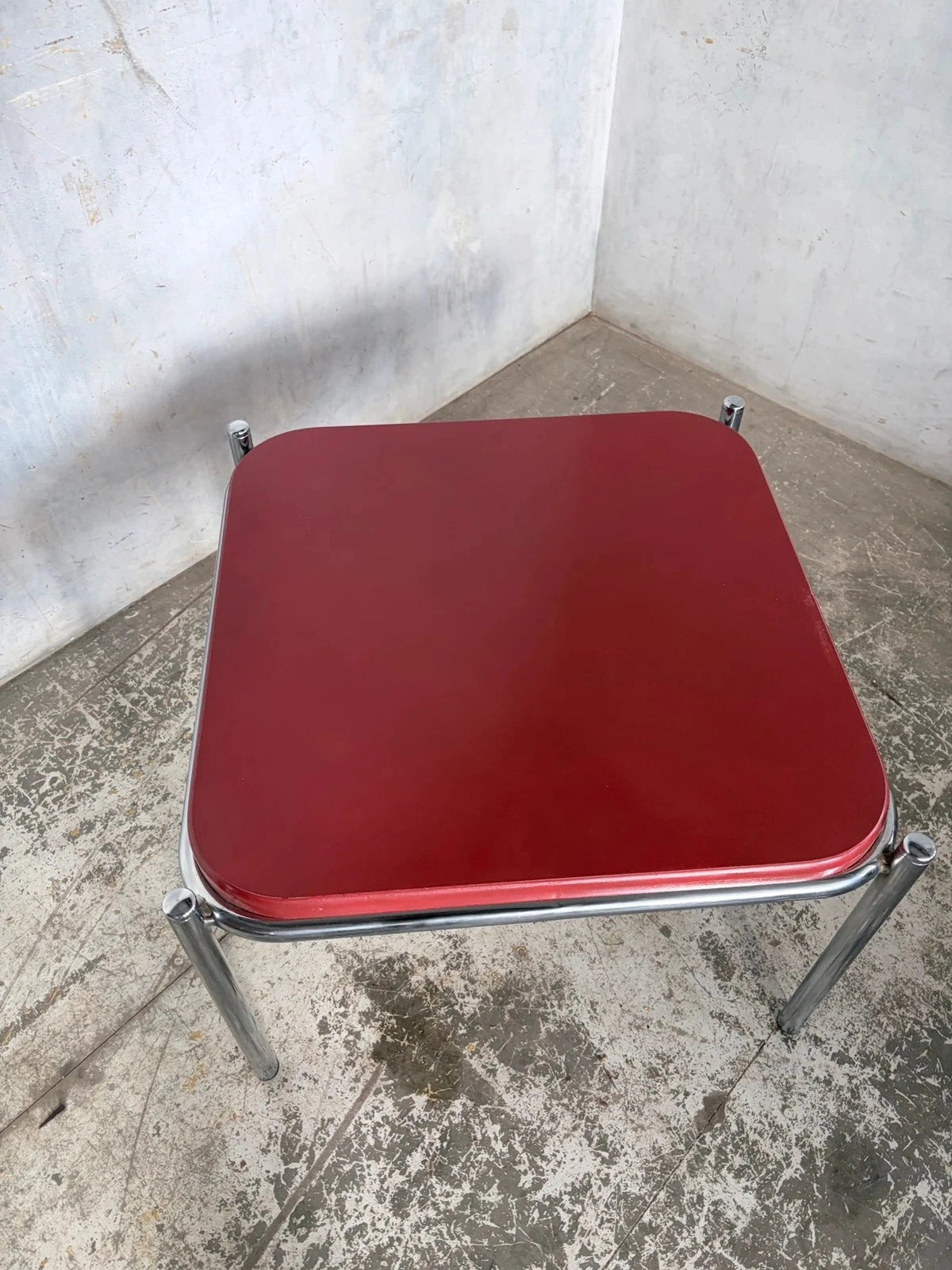 Vintage Habitat Red & Chrome Square Coffee Table - image 6