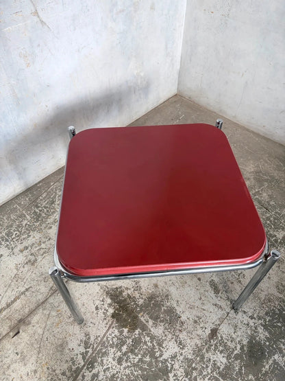 Vintage Habitat Red & Chrome Square Coffee Table - image 6