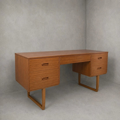 Mid-Century Teak Desk with Sleigh Legs – image 1