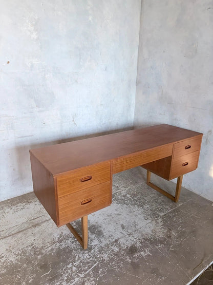 Mid-Century Teak Desk with Sleigh Legs – image 3