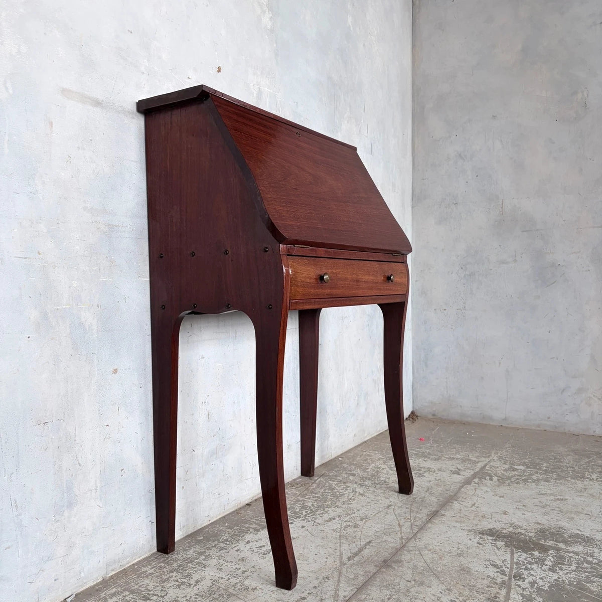 Antique French Solid Mahogany Bureau Writing Desk - image 4