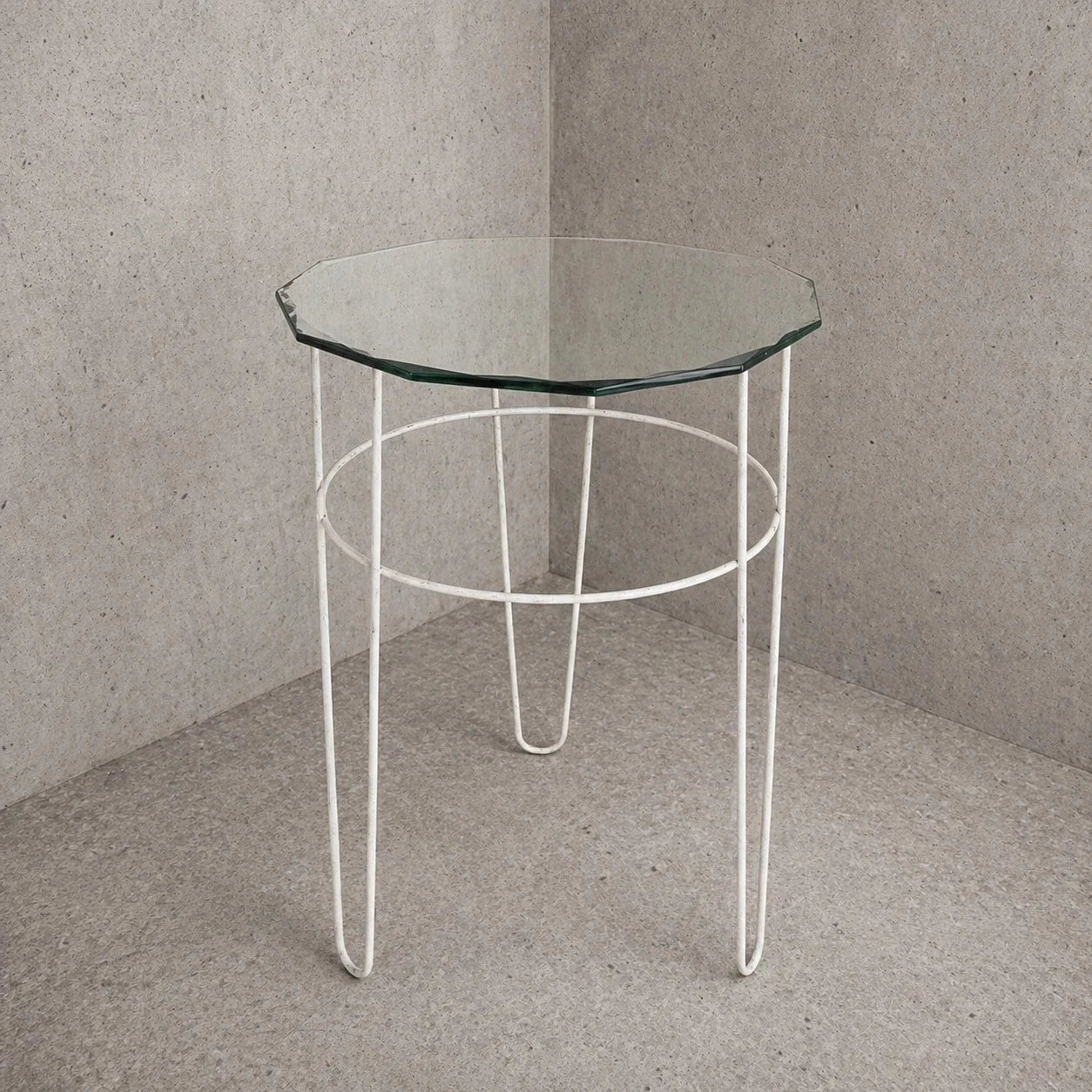 Vintage Glass Side Table with Space Age Wire Frame - image 1