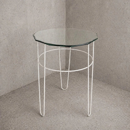 Vintage Glass Side Table with Space Age Wire Frame - image 1
