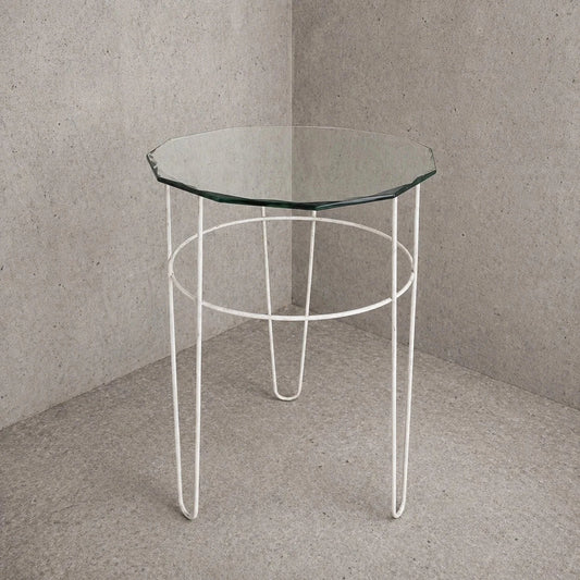 Vintage Glass Side Table with Space Age Wire Frame - image 1