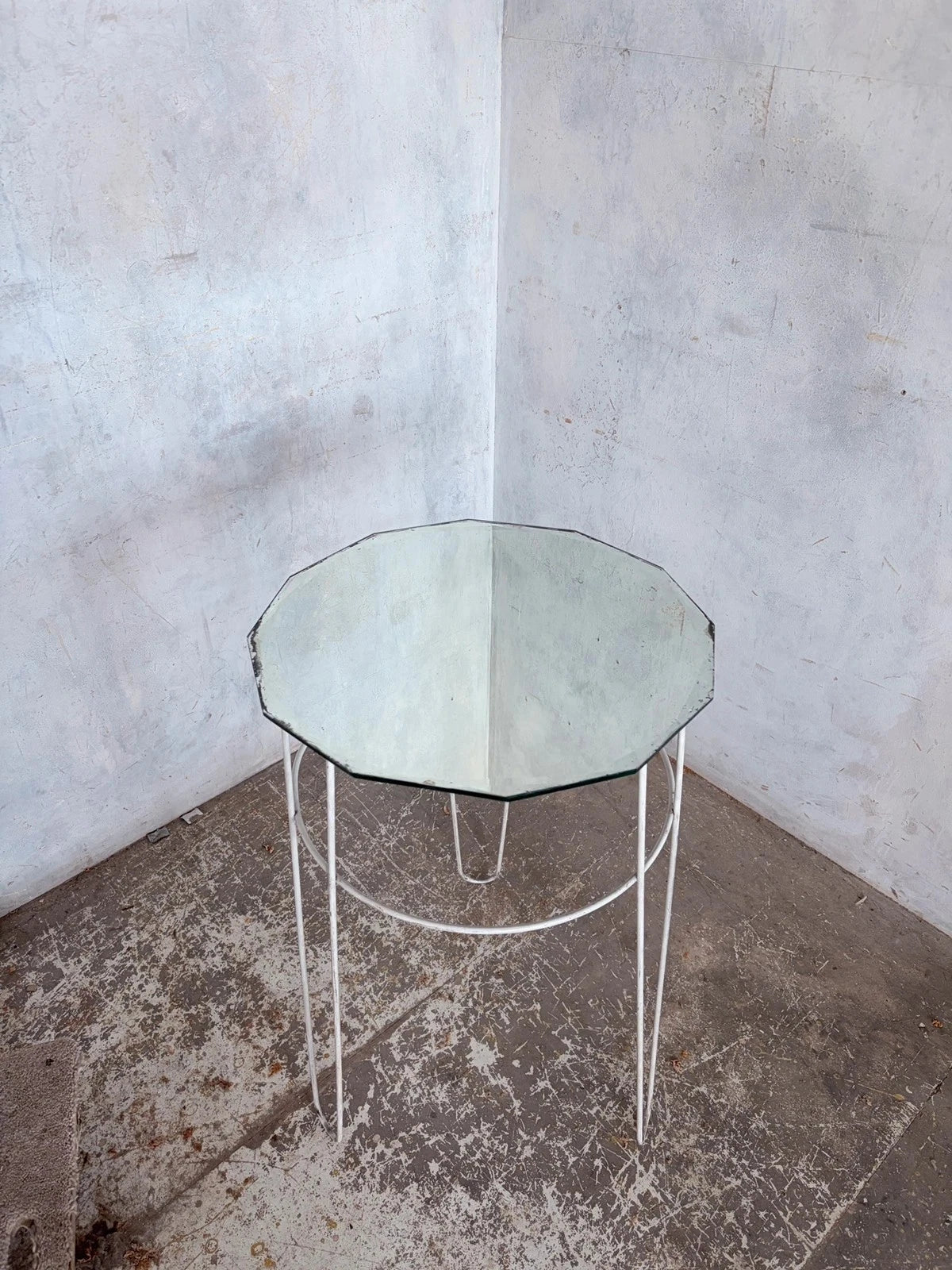 Vintage Glass Side Table with Space Age Wire Frame - image 3