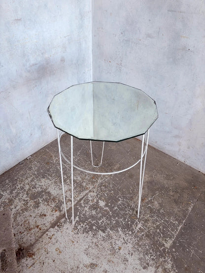 Vintage Glass Side Table with Space Age Wire Frame - image 6