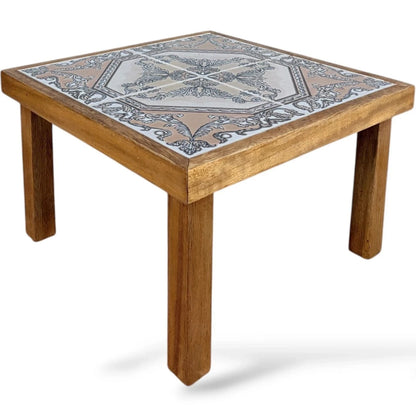 Mid Century French Oak & Paisley Tile Coffee Table - image 4