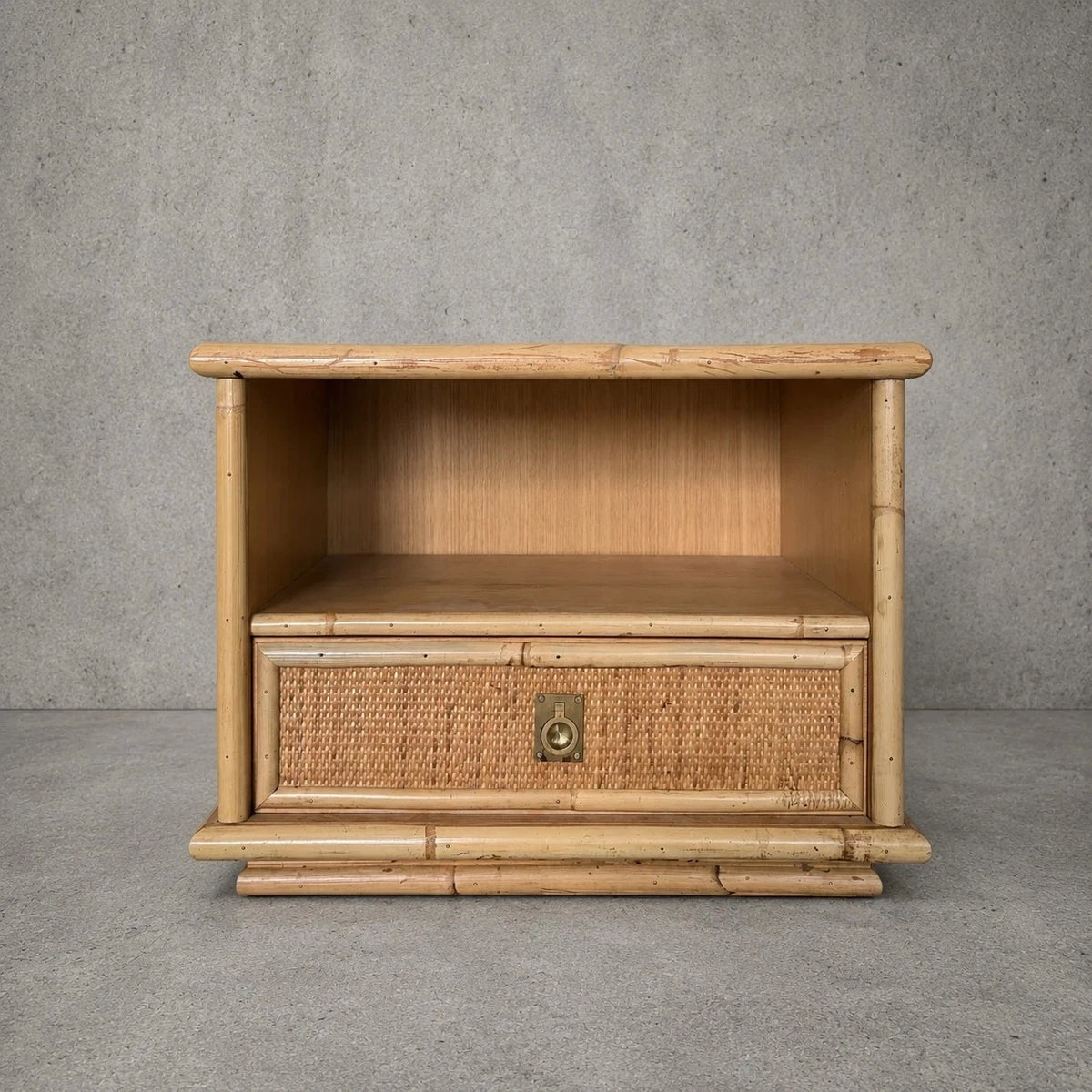 1960s Dal Vera Italian Bamboo & Rattan Bedside Cabinet - view 1