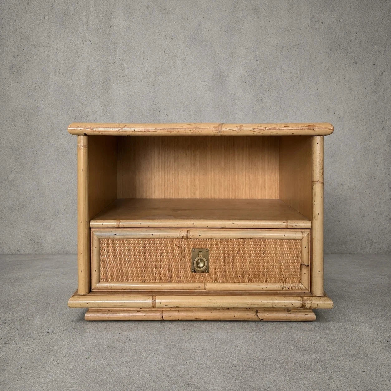 1960s Dal Vera Italian Bamboo & Rattan Bedside Cabinet - view 1