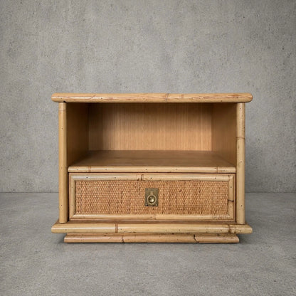 1960s Dal Vera Italian Bamboo & Rattan Bedside Cabinet - view 1