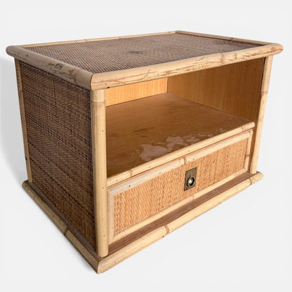 1960s Dal Vera Italian Bamboo & Rattan Bedside Cabinet - view 2