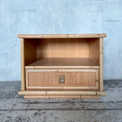 1960s Dal Vera Italian Bamboo & Rattan Bedside Cabinet - view 3