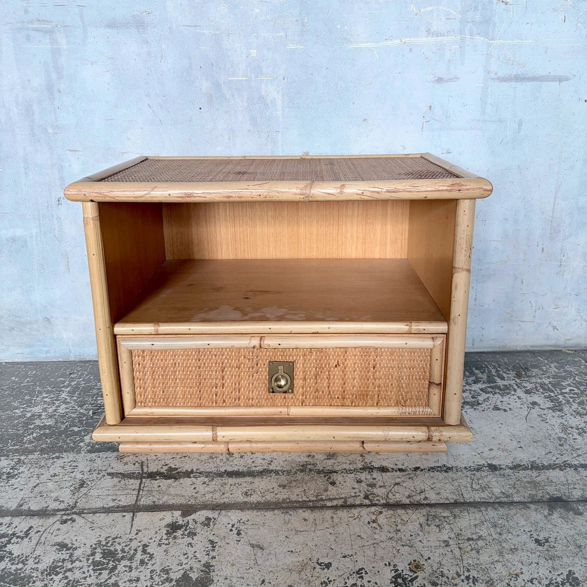 1960s Dal Vera Italian Bamboo & Rattan Bedside Cabinet - view 5