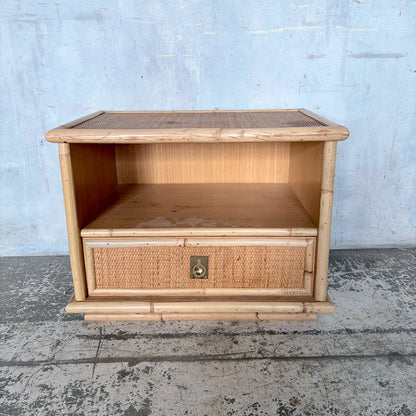 1960s Dal Vera Italian Bamboo & Rattan Bedside Cabinet - view 5