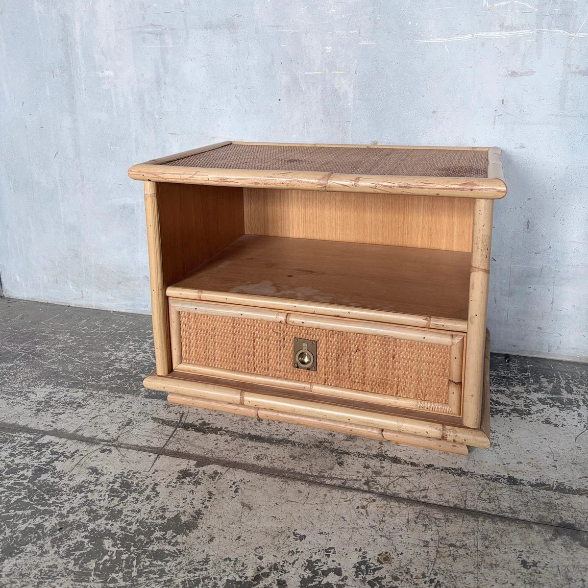 1960s Dal Vera Italian Bamboo & Rattan Bedside Cabinet - view 6