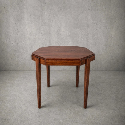 Vintage Art Deco Geometric Oak Cocktail Side Table - image 1