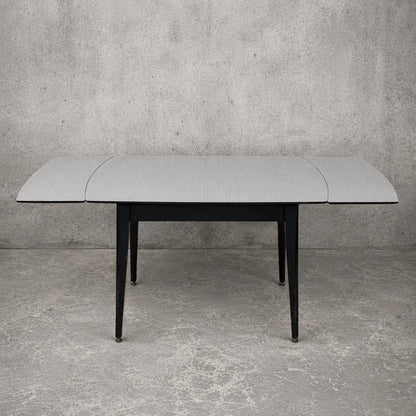 Mid Century Space Age Black & White Formica Draw Leaf Extending Dining Table - image 1
