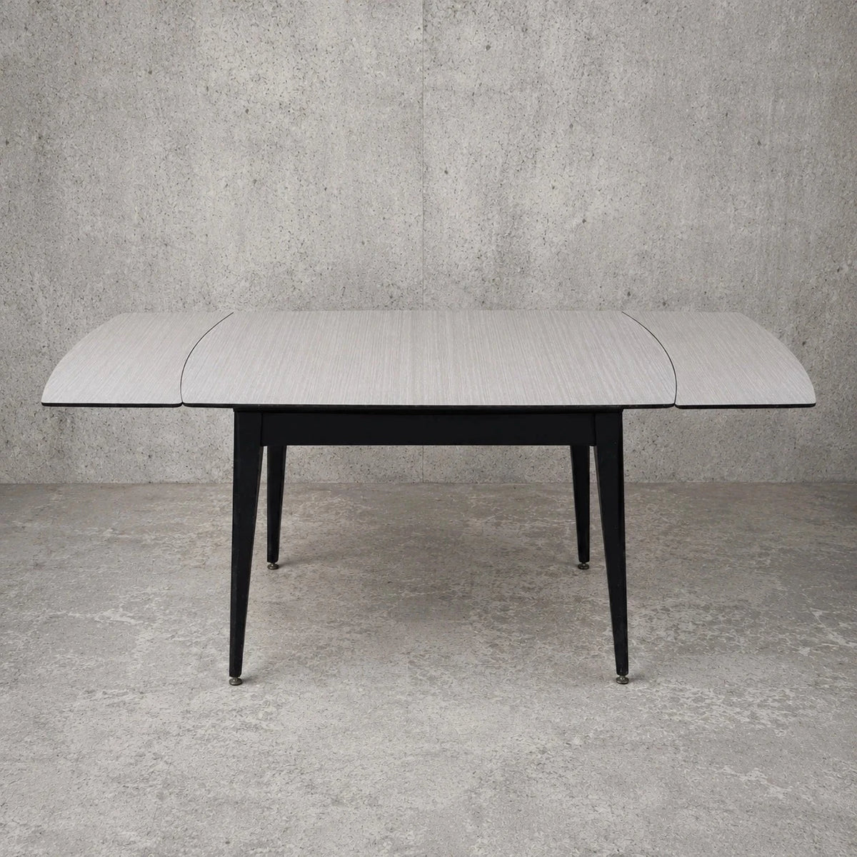 Mid Century Space Age Black & White Formica Draw Leaf Extending Dining Table - image 2