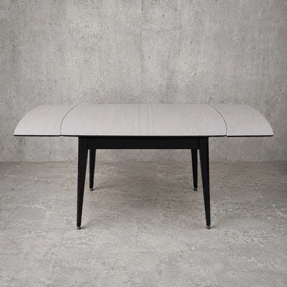 Mid Century Space Age Black & White Formica Draw Leaf Extending Dining Table - image 2