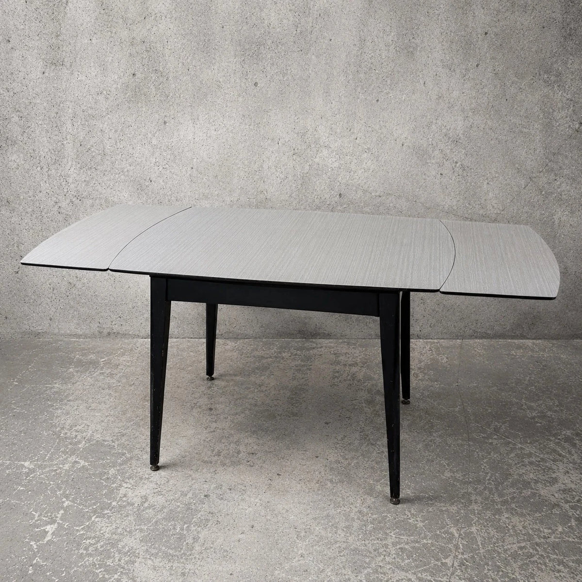 Mid Century Space Age Black & White Formica Draw Leaf Extending Dining Table - image 3