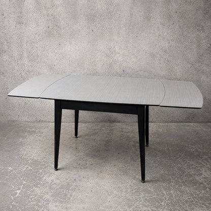 Mid Century Space Age Black & White Formica Draw Leaf Extending Dining Table - image 3