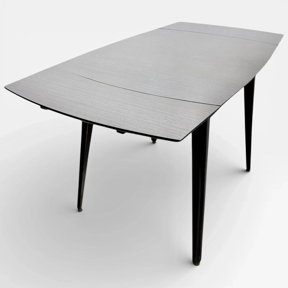 Mid Century Space Age Black & White Formica Draw Leaf Extending Dining Table - image 4
