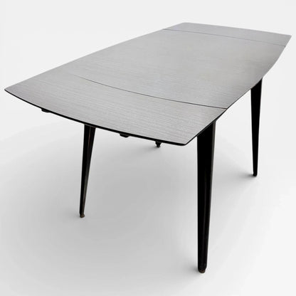Mid Century Space Age Black & White Formica Draw Leaf Extending Dining Table - image 4