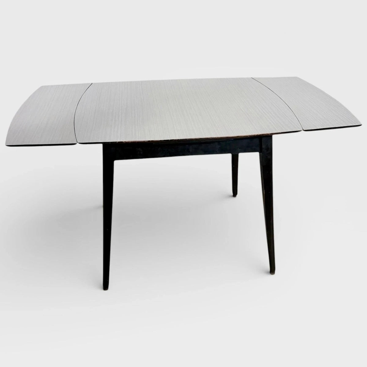 Mid Century Space Age Black & White Formica Draw Leaf Extending Dining Table - image 5