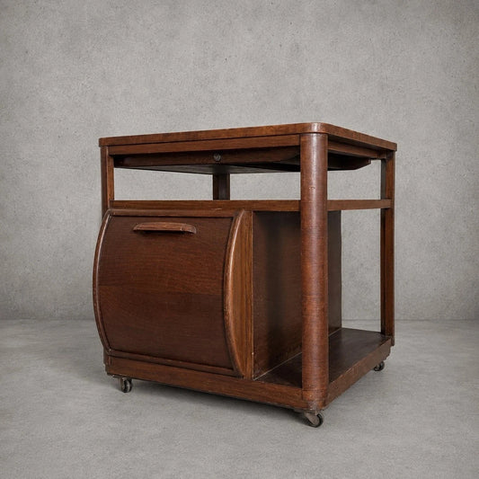 Art Deco Vintage Walnut Drinks Cabinet Metamorphic Trolley by Incorporall CC41 - image 1