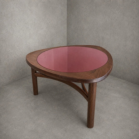 Mid Century Nathan Teak Coffee Table with Red Perspex Top – image 1